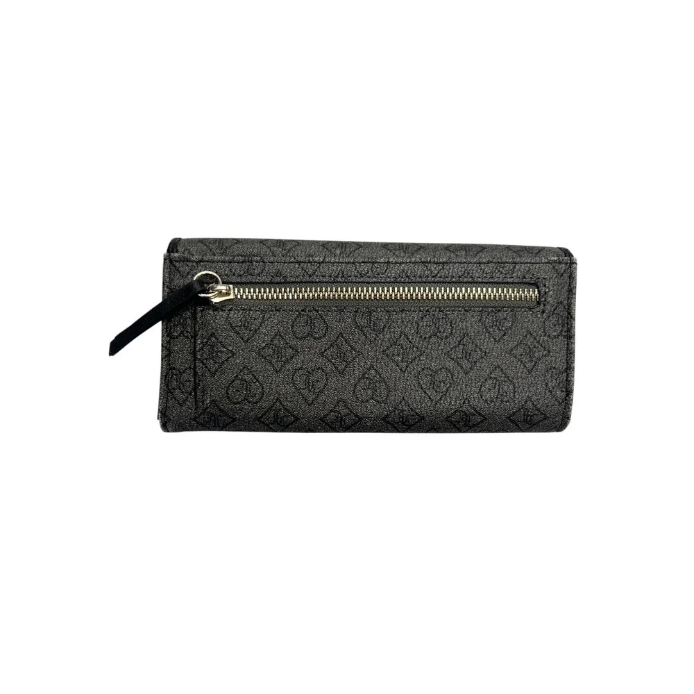 Juicy Couture Logo Wallet Clutch Gray Black Heart Clasp Y2K Retro Streetwear‎
